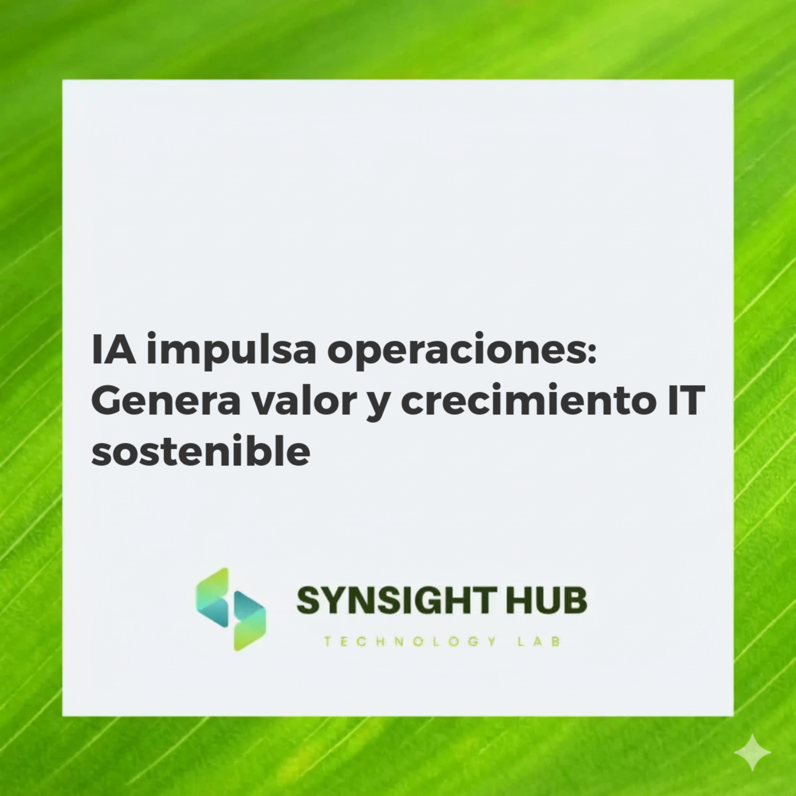 Inteligencia artificial optimizando operaciones IT, mostrando flujos de datos, redes neuronales y crecimiento sostenible