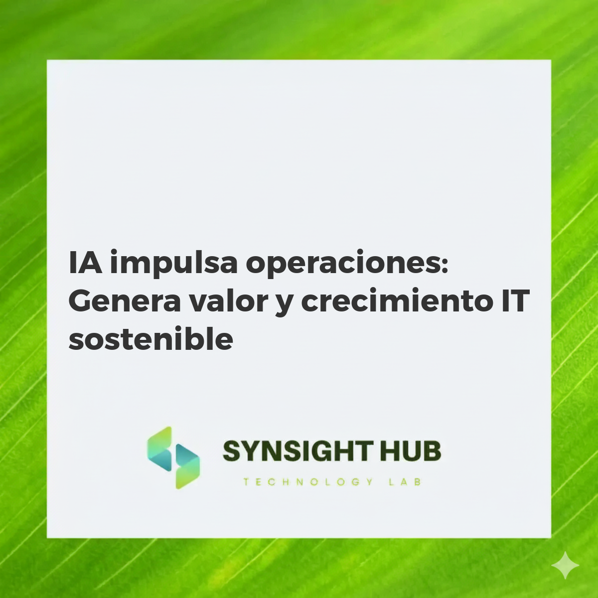 Inteligencia artificial optimizando operaciones IT, mostrando flujos de datos, redes neuronales y crecimiento sostenible