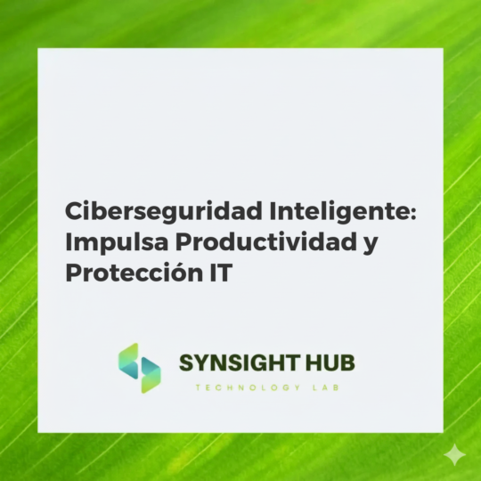 Escudo de ciberseguridad inteligente con IA protegiendo infraestructura IT y datos, simbolizando productividad y protección.