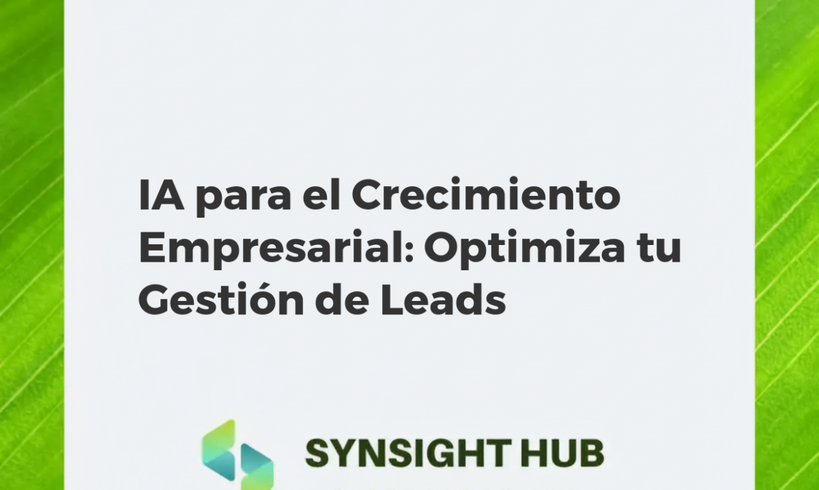 Panel de control con gráficos de crecimiento empresarial impulsado por IA, mostrando gestión de leads y análisis de datos.