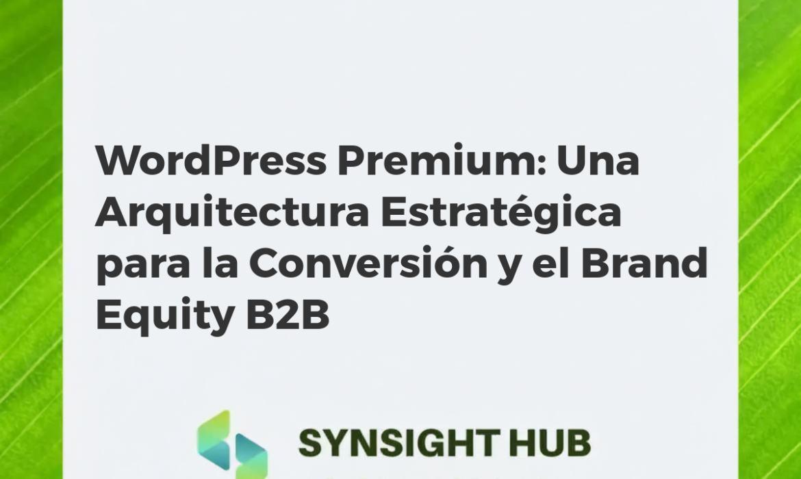 Ilustración estratégica de WordPress Premium impulsando conversión B2B y brand equity con automatización y datos