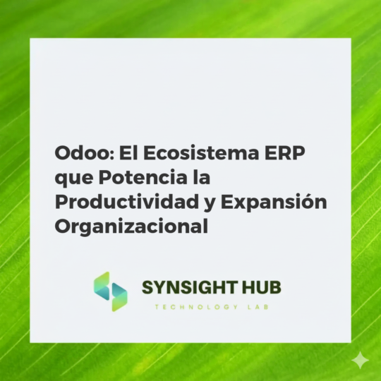Representación abstracta de la interconexión de módulos empresariales Odoo en la nube, simbolizando la productividad y el crecimiento organizacional.