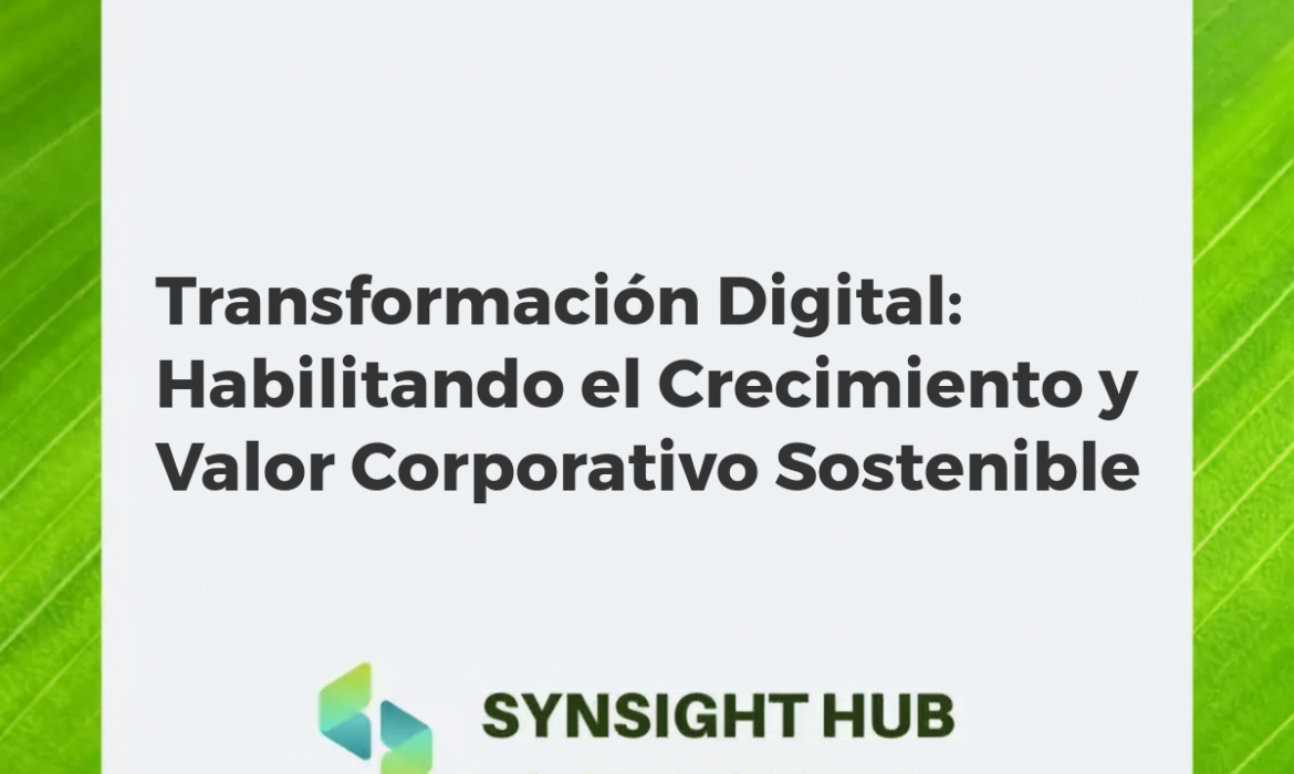 Representación visual de la transformación digital impulsando el crecimiento y valor corporativo a través de ecosistemas tecnológicos interconectados.