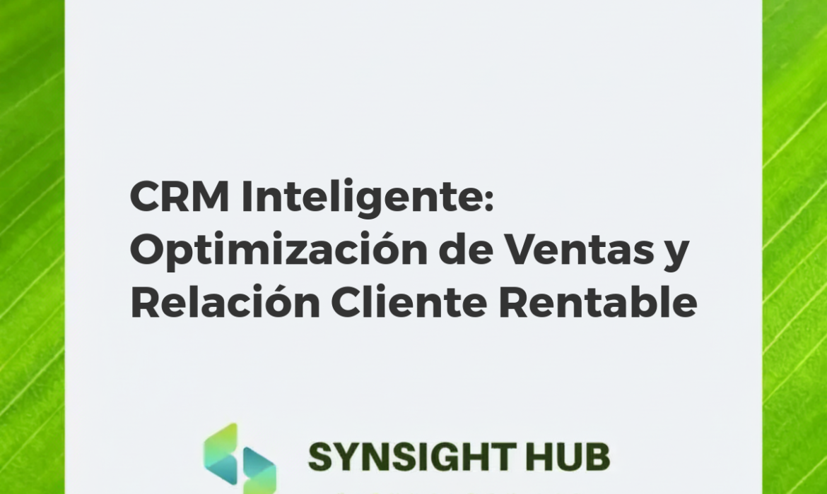 Representación abstracta de un sistema CRM inteligente interconectado con IA, análisis de datos y automatización para optimización de ventas B2B.