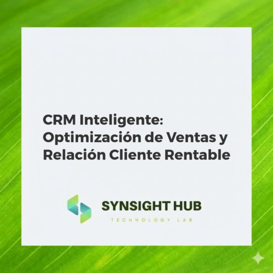 Representación abstracta de un sistema CRM inteligente interconectado con IA, análisis de datos y automatización para optimización de ventas B2B.